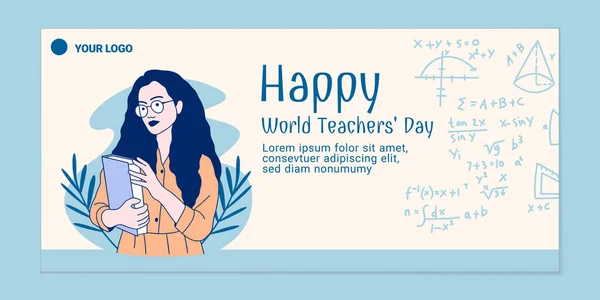 Illustrations of Beautiful Female Teacher for World Teachers' Day banner template