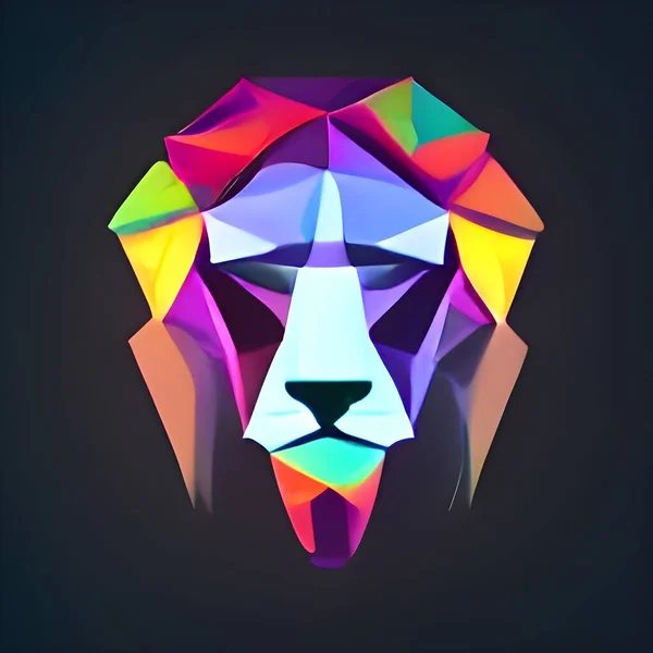 Colorful Glowing Low Poly Logo Lion Low Poly Lion Logo — стоковое фото