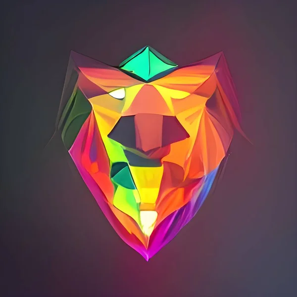 a colorful glowing low poly logo of a lion. low poly lion logo