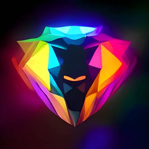 a colorful glowing low poly logo of a lion. low poly lion logo