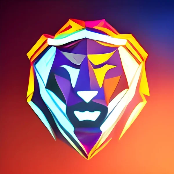 Colorful Glowing Low Poly Logo Lion Low Poly Lion Logo — Stock fotografie