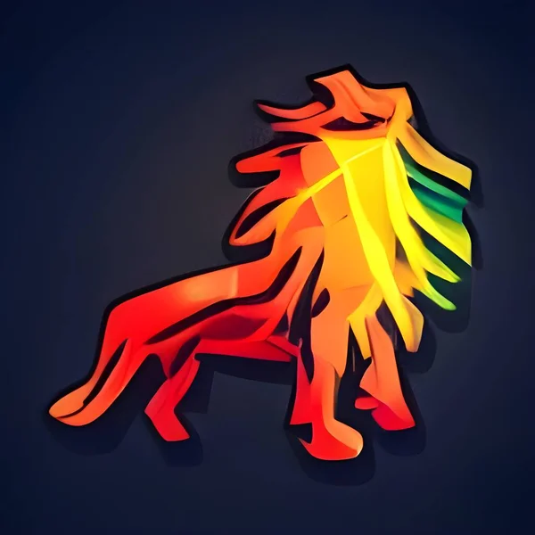 Colorful Glowing Low Poly Logo Lion Low Poly Lion Logo — Foto de Stock
