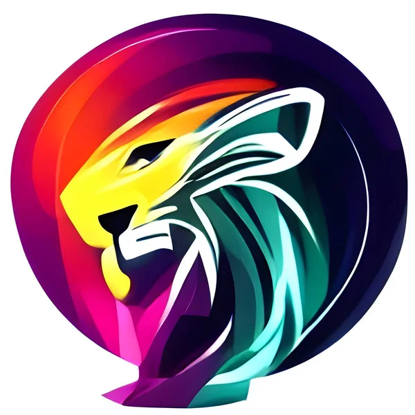 a colorful glowing low poly logo of a lion. low poly lion logo