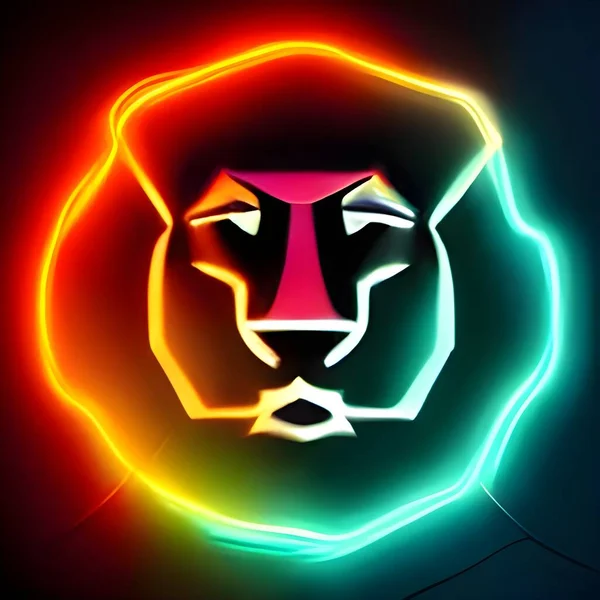 Barevné Zářící Nízké Poly Logo Lva Low Poly Lion Logo — Stock fotografie