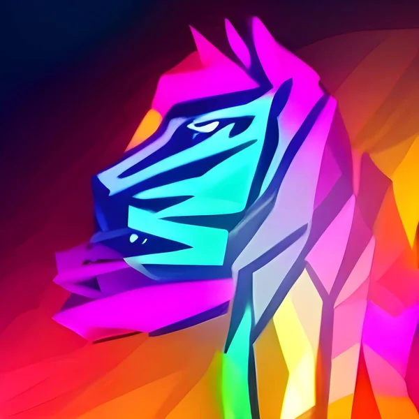 Colorful Glowing Low Poly Logo Lion Low Poly Lion Logo — Foto de Stock