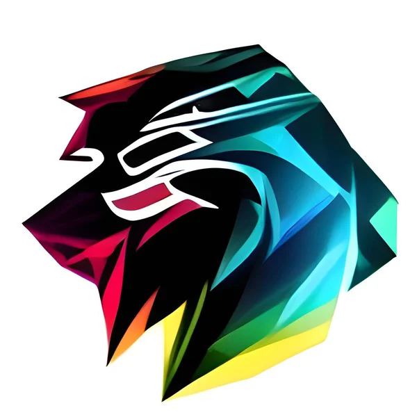Colorful Glowing Low Poly Logo Lion Low Poly Lion Logo — Stockfoto