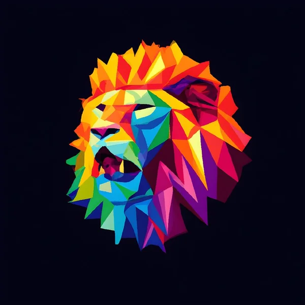 Lion Head Low Poly Illustration Graphic Design — 图库照片