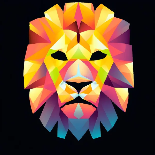 lion head low poly illustration graphic design
