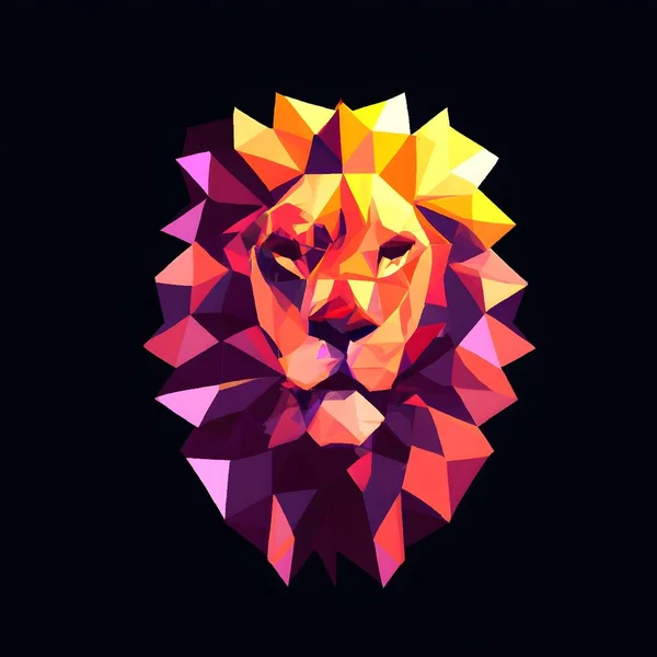 Lion Head Low Poly Illustration Graphic Design — стоковое фото