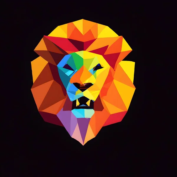 Lion Head Low Poly Illustration Graphic Design — Photo