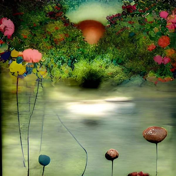 Ağaçlar ve bitkilerle dolu güzel sonbahar manzarası