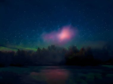 Yıldızlı ve samanyolu güzel gece gökyüzü