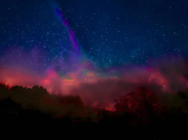 night landscape mountain and milkyway galaxy background , long exposure , low light