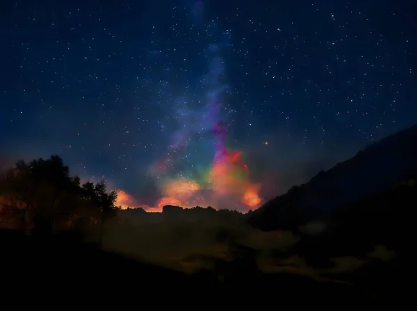 Όμορφος Νυχτερινός Ουρανός Αστέρια Και Γαλακτώδη Τρόπο — Φωτογραφία Αρχείου