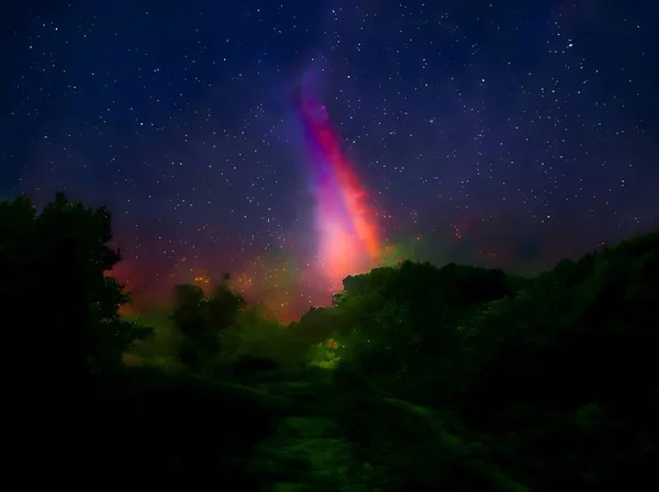 Ночное Небо Звездами Млечным Путем — стоковое фото