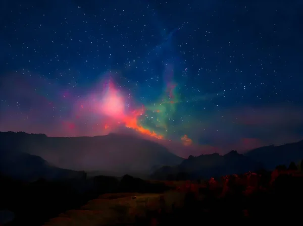 Piękne Nocne Niebo Gwiazdami Chmurami — Zdjęcie stockowe