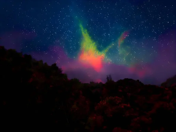 Színes Éjszakai Égbolt Csillagokkal Tejes Útvonalakkal — Stock Fotó