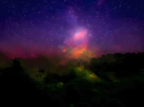 Hermoso Cielo Nocturno Con Estrellas Gas — Foto de Stock