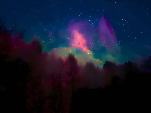 Cielo Nocturno Colorido Con Estrellas Nubes —  Fotos de Stock