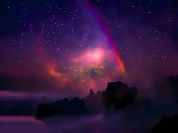 Indah Langit Malam Dengan Bintang Bintang Dan Cara Susu — Stok Foto