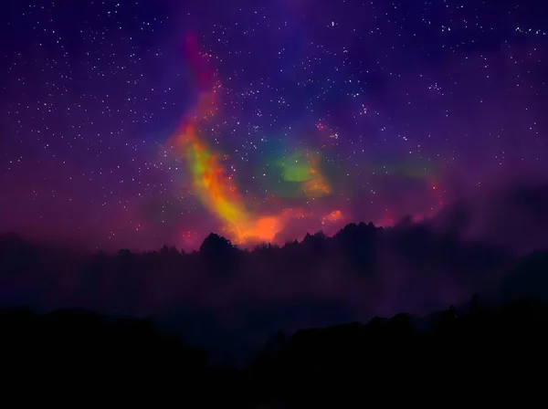 Barevná Noční Obloha Hvězdami Mléčnou Dráhou — Stock fotografie
