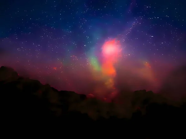 Colorful Night Sky Stars Clouds — Stock fotografie