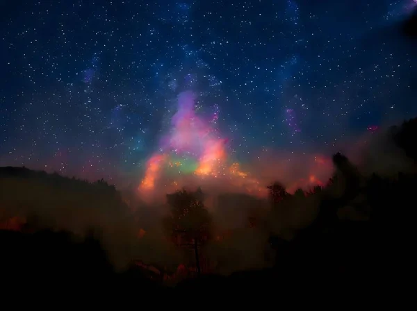Cielo Nocturno Con Estrellas Vía Láctea —  Fotos de Stock