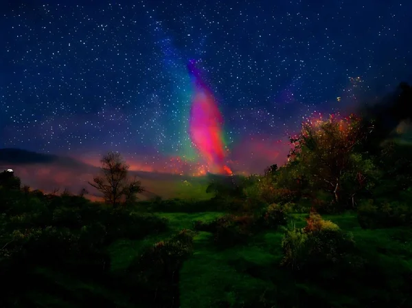Piękne Nocne Gwiaździste Niebo — Zdjęcie stockowe