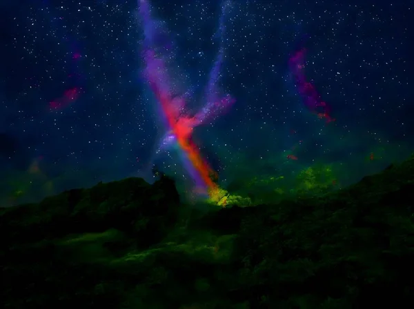 Aurora Boreale Nel Cielo Notturno — Foto Stock