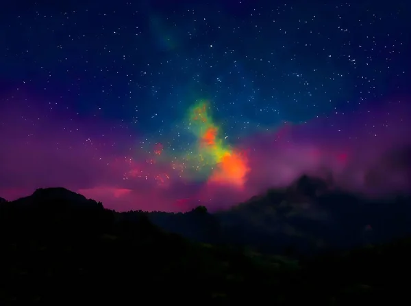 Πολύχρωμος Νυχτερινός Ουρανός Αστέρια Και Γαλακτώδη Τρόπο — Φωτογραφία Αρχείου