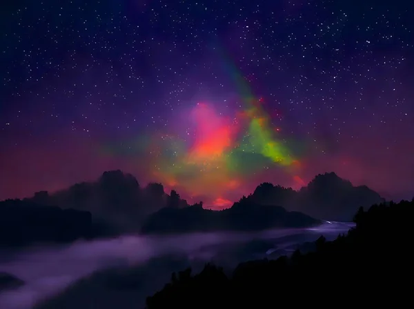 Yıldızlı Samanyolu Güzel Gece Gökyüzü — Stok fotoğraf