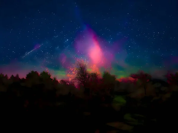 Céu Noturno Colorido Com Estrelas Forma Leitosa — Fotografia de Stock