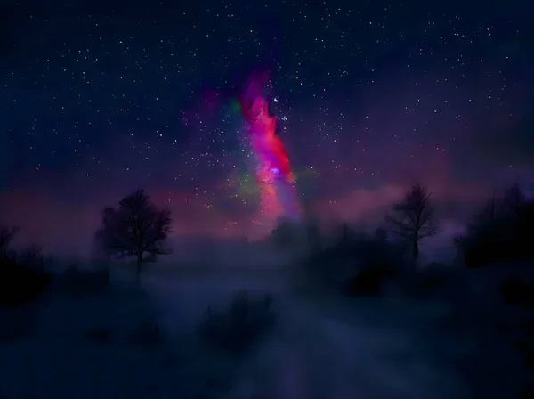 Schöne Nachtsicht Auf Die Berge — Stockfoto