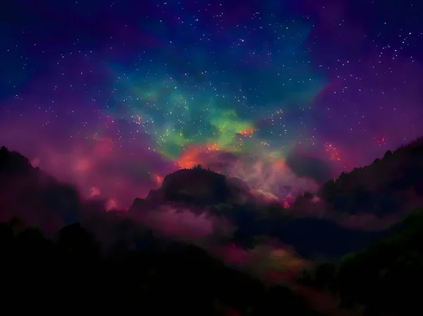 Krásná Noční Obloha Hvězdami Mraky — Stock fotografie