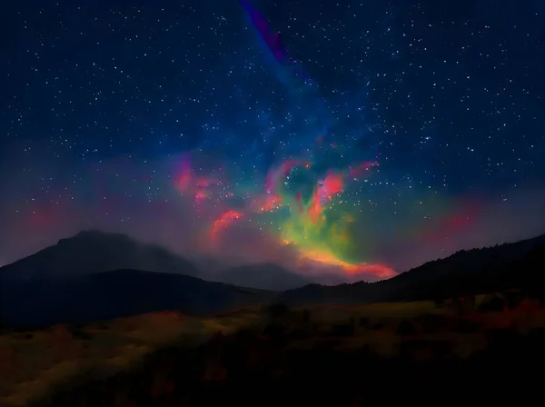 Piękne Nocne Niebo Gwiazdami Mleczną Drogą — Zdjęcie stockowe
