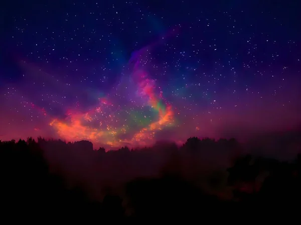 Colorful Night Sky Stars Milky Way — Stockfoto