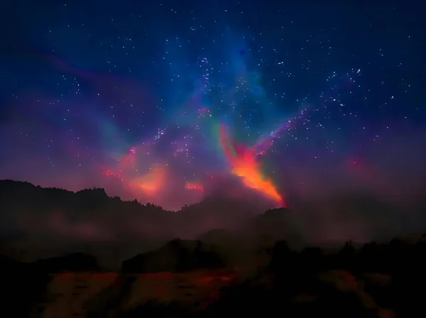 Colorful Night Sky Stars Milky Way — Foto de Stock