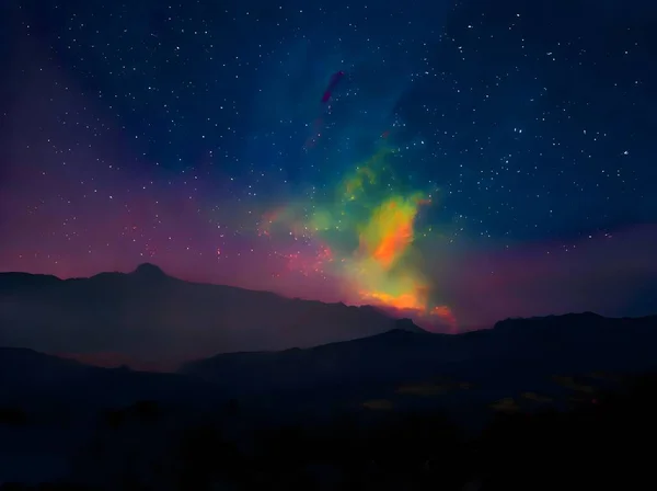 Hermoso Cielo Nocturno Con Estrellas Vía Láctea —  Fotos de Stock