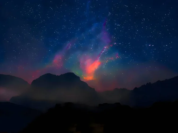 Hermoso Cielo Nocturno Con Estrellas Vía Láctea —  Fotos de Stock