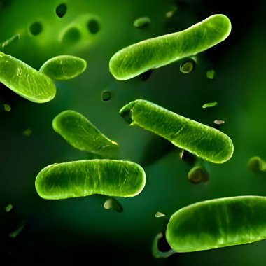 3d illustration of a virus cells with a green background