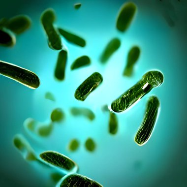 virus cells in the blood of bacteria. 3d illustration.