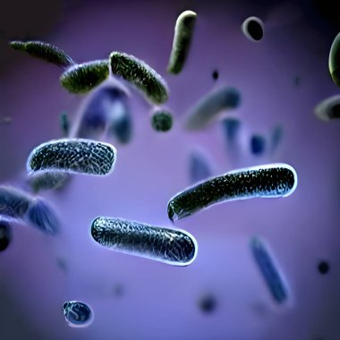 virus cells in the blood. 3d illustration.