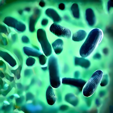 bacteria cells in the blood of viruses. 3d illustration.