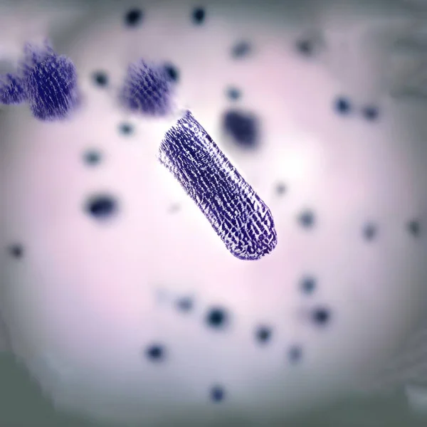 3d illustration of a virus, bacteria, cells, and a large ball