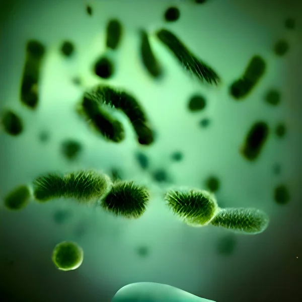 virus cells in the blood of bacteria. 3d illustration