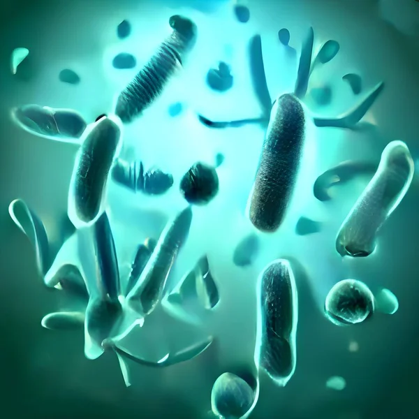 図3色背景のウイルス細胞 — ストック写真
