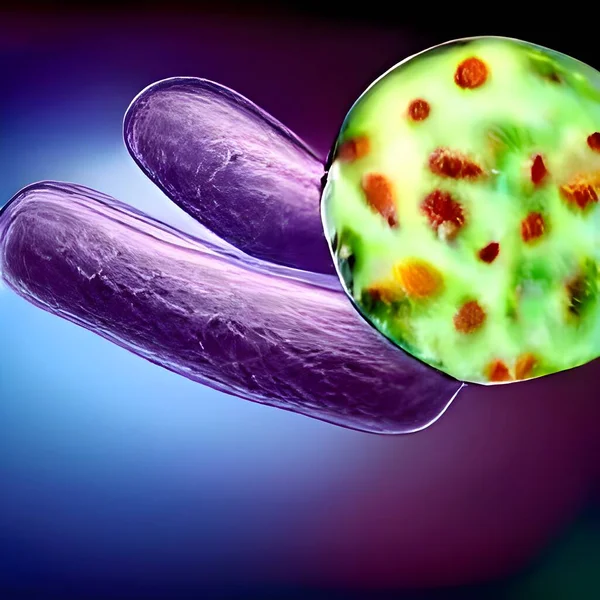 blood cells in the form of a virus. 3d illustration
