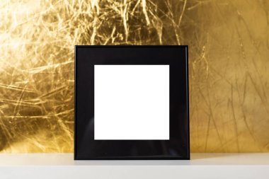 White picture frame with decorations. Mock up for your photo or text. Place your work, print art, white background, pastel color book. Photo realistic 3d illustration