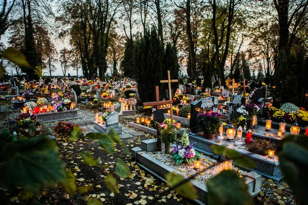 Colorful candles on the cemetery at All Saints Day, Poland. Colorful candles on the cemetery at All Saints Day, Poland