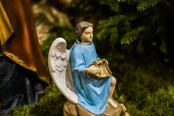 Рождественская Сцена Усилена Лучами Света Мария Жозеф Иисус Скоро Рождество — стоковое фото